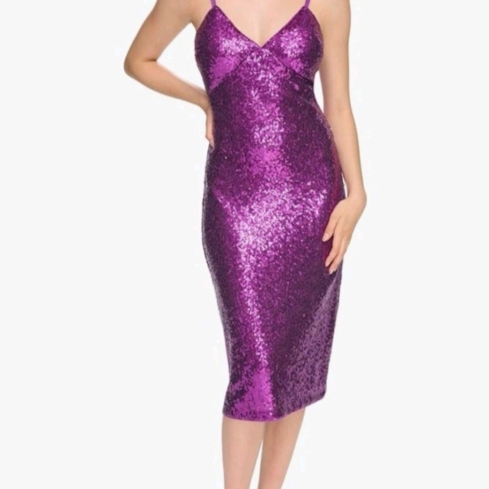 Nwt. Guess Purple Bodycon Midi Dress for Cocktail Night
